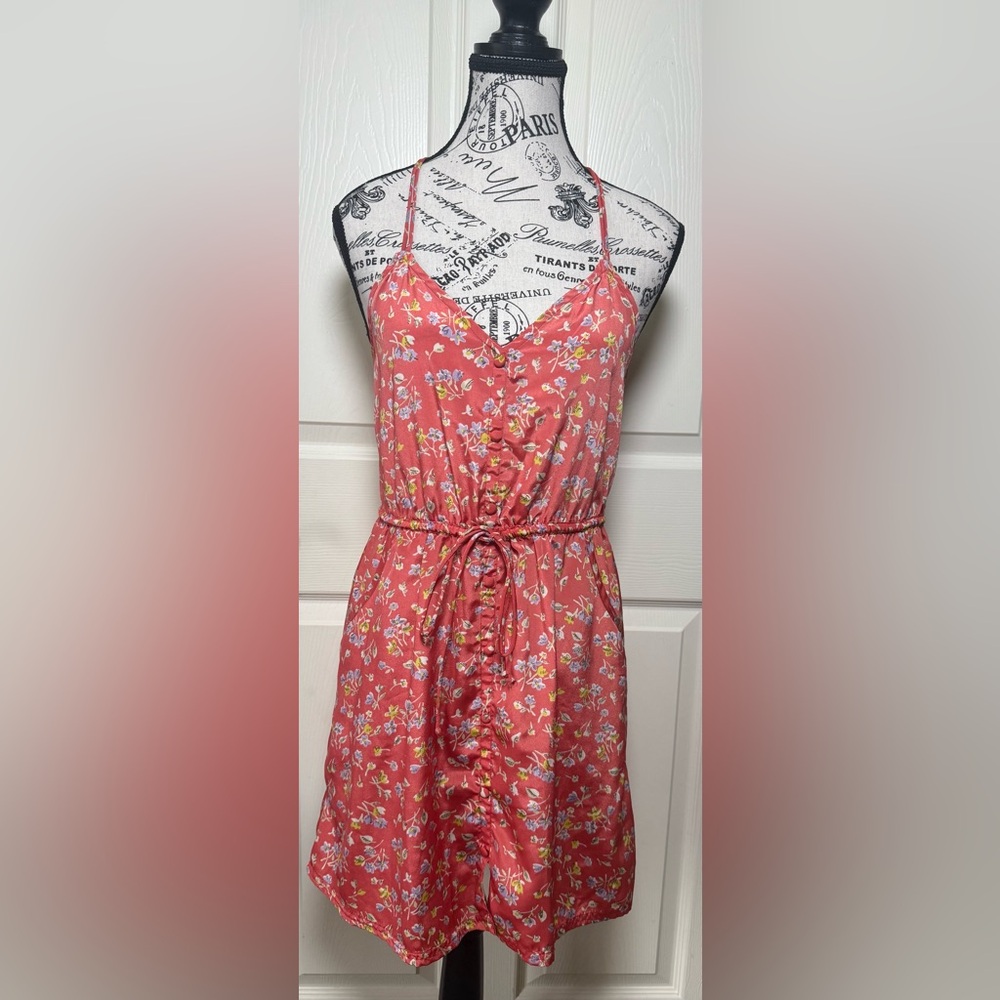 American Eagle Outfitters Pink Ruched Tie Front Midi Dress
